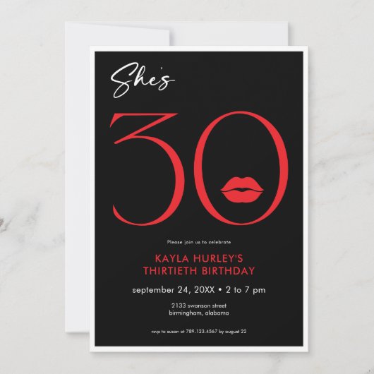 Moderne minimale rode lippen Ze is dertig jaar oud Kaart (Voorkant)