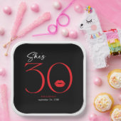 Moderne minimale rode lippen Ze is dertig jaar oud Papieren Bordje (Feest)