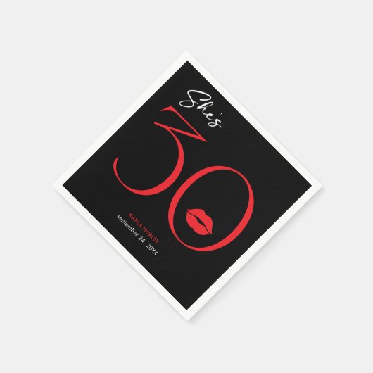 Moderne minimale rode lippen Ze is dertig jaar oud Servet (Hoek)