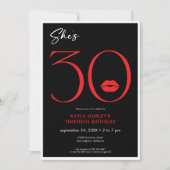 Moderne minimale rode lippen Ze is dertig jaar QR Kaart (Voorkant)