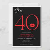 Moderne minimale rode lippen Ze is veertig jaar Kaart (Voorkant)