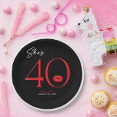 Moderne minimale rode lippen Ze is veertig jaar Papieren Bordje (Feest)