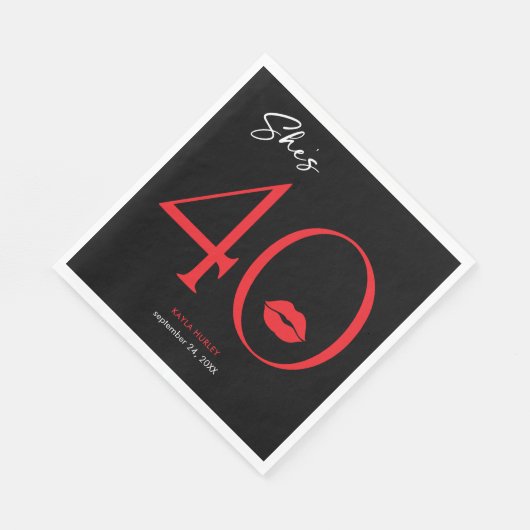 Moderne minimale rode lippen Ze is veertig jaar Servet (Hoek)