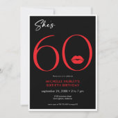 Moderne minimale rode lippen Ze is zestig jaar oud Kaart (Voorkant)