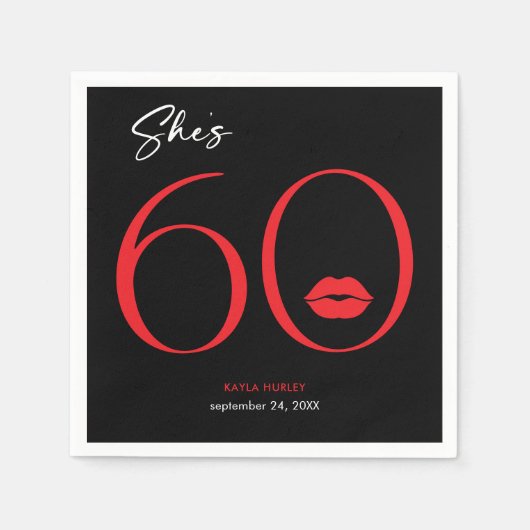 Moderne minimale rode lippen Ze is zestig jaar oud Servet (Voorkant)