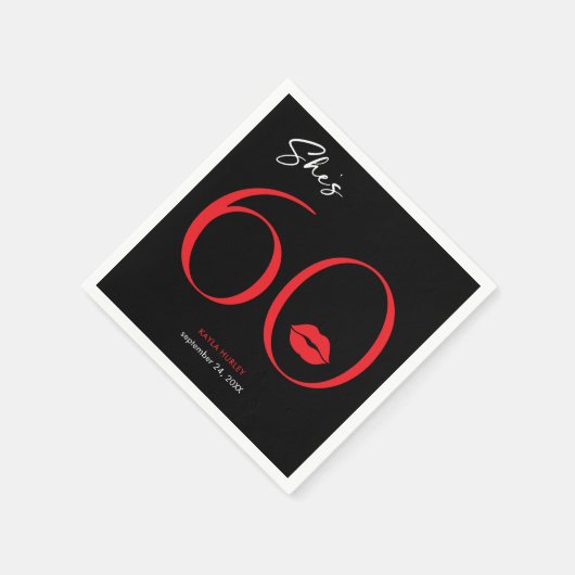 Moderne minimale rode lippen Ze is zestig jaar oud Servet (Hoek)