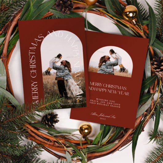 Moderne, minimale rode pleister 2 Foto-kerst H Feestdagenkaart