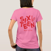 Moderne minimale rode roze typografie 16e verjaard t-shirt (Achterkant)