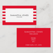 Moderne, minimale rode strepen, freelancer visitekaartje (Voorkant / Achterkant)
