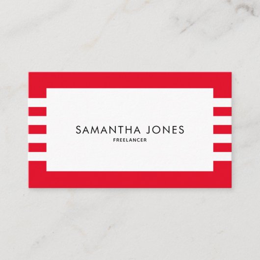 Moderne, minimale rode strepen, freelancer visitekaartje (Voorkant)