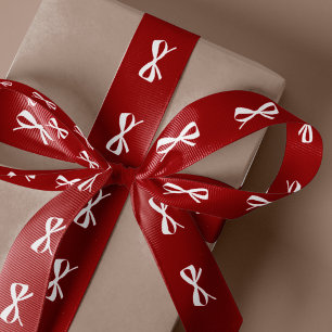 Moderne minimale rode witte strik Kerstcadeau verp Satijnen Lint