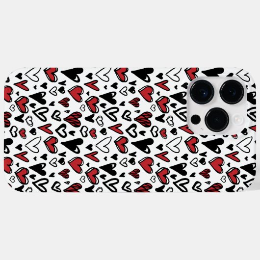 Moderne minimale rode, zwarte en witte harten Case-Mate iPhone case (Achterkant (horizontaal))