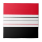 Moderne, minimale rode, zwarte rode, zwarte lijnen tegeltje (Voorkant)