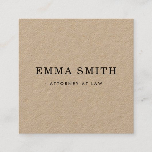 Moderne, minimale roestkraftpapier vierkante visitekaartje (Voorkant)