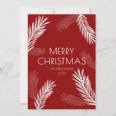 Moderne Minimale Rood & Wit Spruce Kerstmis Feestdagenkaart (Voorkant)
