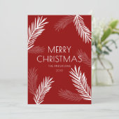 Moderne Minimale Rood & Wit Spruce Kerstmis Feestdagenkaart (Staand voorkant)