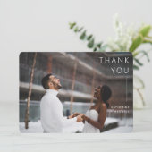 Moderne, minimale Roos bruiloft foto Y Bedankkaart (Staand voorkant)