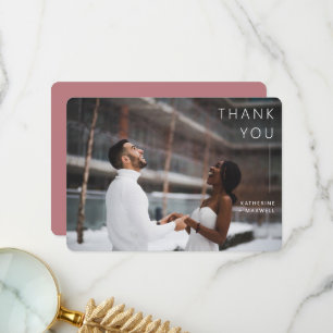 Moderne, minimale Roos bruiloft foto Y Bedankkaart