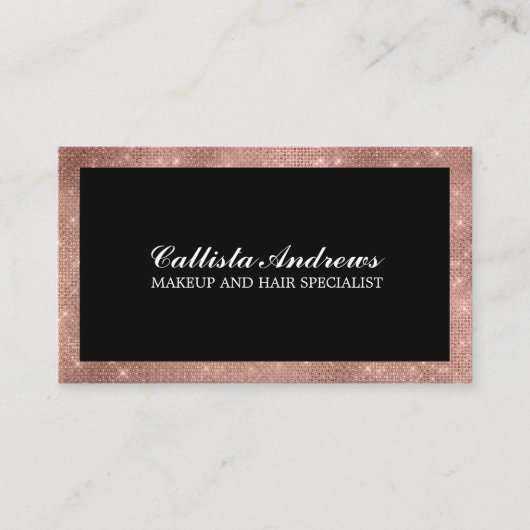 Moderne, minimale Roos Gold Glitter Simple Makeup Visitekaartje (Voorkant)