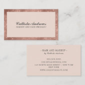 Moderne, minimale Roos Gold Glitter Simple Makeup Visitekaartje (Voorkant / Achterkant)