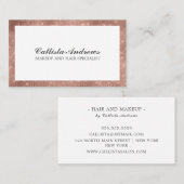 Moderne, minimale Roos Gold Glitter Simple Makeup Visitekaartje (Voorkant / Achterkant)