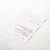 Moderne, minimale Roos Gold Traditional Wedding Re Folie Uitnodiging (Gedraaid)