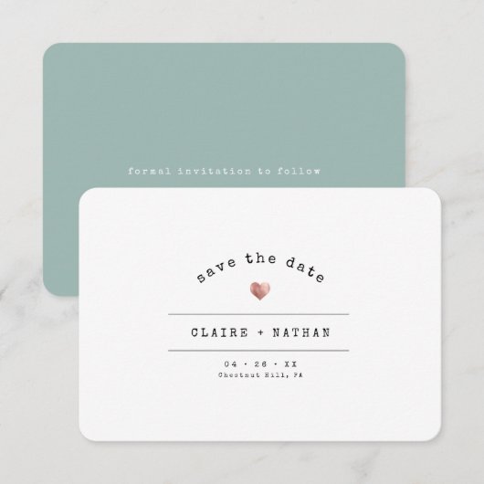 Moderne minimale Roos voor schrijfmachines Gold We Save The Date (Voorkant / Achterkant)