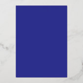 Moderne minimale Royal Blue Forty Script Verjaarda Folie Uitnodiging (Achterkant)