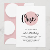 Moderne minimale roze | 1e verjaardag kaart (Voorkant / Achterkant)