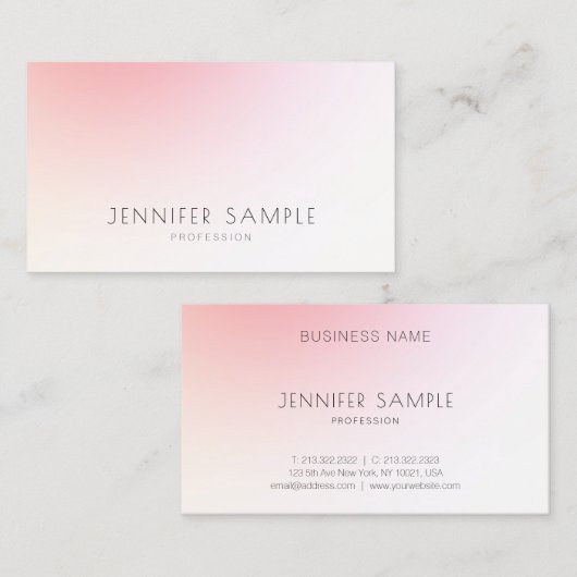 Moderne minimale roze Abstracte laagvlakte Visitekaartje (Voorkant / Achterkant)