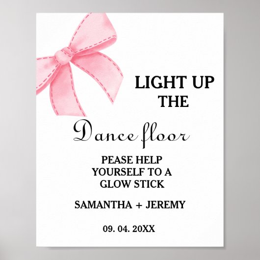 Moderne minimale roze boog bruiloft gloed stick te poster (Voorkant)