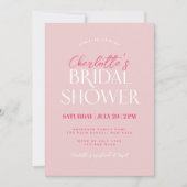 Moderne minimale roze bruidsdouche uitnodiging (Voorkant)
