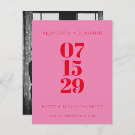 Moderne, minimale roze en rode, volledige foto save the date