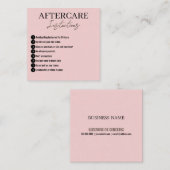 Moderne, minimale roze Eyelashes Aftercare Kaart Vierkante Visitekaartje (Voorkant / Achterkant)