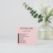 Moderne, minimale roze Eyelashes Aftercare Kaart Vierkante Visitekaartje (Staand voorkant)