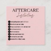 Moderne, minimale roze Eyelashes Aftercare Kaart Vierkante Visitekaartje (Voorkant)