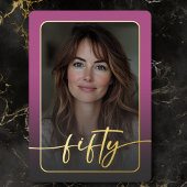 Moderne minimale roze foto 50ste verjaardag folie uitnodiging