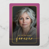 Moderne minimale roze foto pensioen partij folie uitnodiging (Voorkant)