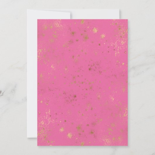 Moderne minimale roze & gouden glitter bruids brun kaart (Achterkant)