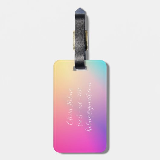 Moderne minimale roze gradiënt gepersonaliseerd bagagelabel (Achterkant verticaal)