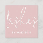 Moderne minimale roze handschrift schoonheidsstree vierkante visitekaartje (Voorkant)