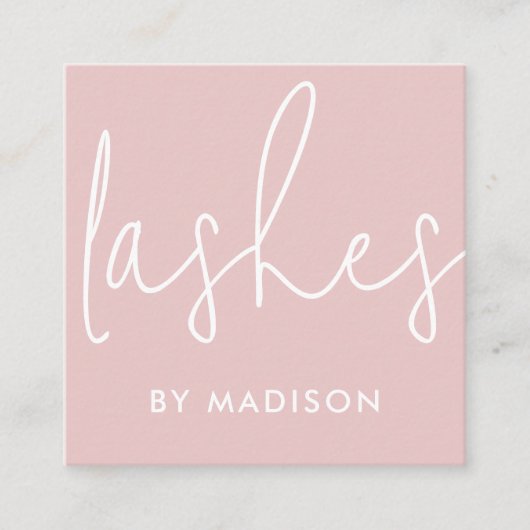 Moderne minimale roze handschrift schoonheidsstree vierkante visitekaartje (Voorkant)