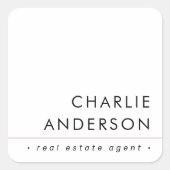 Moderne minimale roze lijn witte professional vierkante sticker (Voorkant)