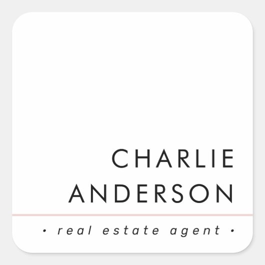 Moderne minimale roze lijn witte professional vierkante sticker (Voorkant)