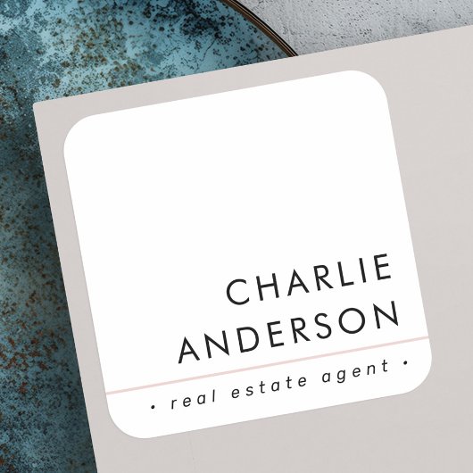 Moderne minimale roze lijn witte professional vierkante sticker