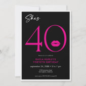 Moderne Minimale Roze Lippen Ze is 40 jarig Kaart (Voorkant)