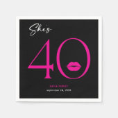 Moderne Minimale Roze Lippen Ze is 40 jarig Servet (Voorkant)