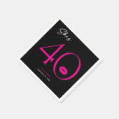 Moderne Minimale Roze Lippen Ze is 40 jarig Servet (Hoek)