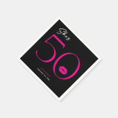 Moderne Minimale Roze Lippen Ze is 50 jarig Servet (Hoek)