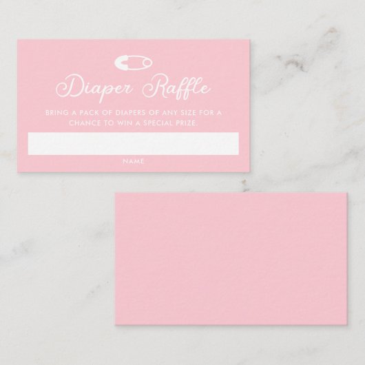 Moderne minimale roze luier loterij ticket informatiekaartje (Voorkant / Achterkant)